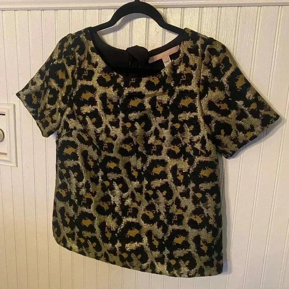 Hutch Anthropologie metallic leopard back tie top - Picture 1 of 7